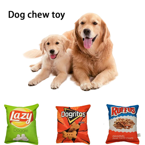 CHIPS Plush Filled Pets Squeaky Chew Bite-resistant Sounding Paper Toys Small Medium Pets Supplies Accessories