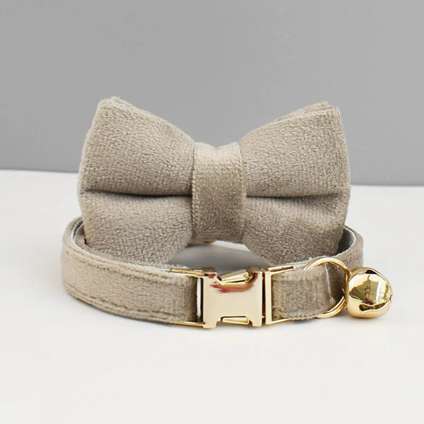 Personalized Velvet Cat Collar Luxury Cat Collar INS Wind Velvet Cat Collar Personalized Cat Collar with Name Plate Bell Bow tie