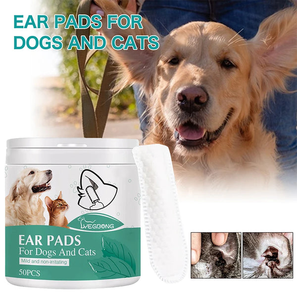 50pcs Pet Ear Cleaning Finger Cotscat And Dog Ear Mite And Earwax Care Ear Canal Cleaning Finger Cots Disposable Hygiene Gloves