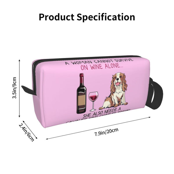 Custom Travel Cavalier King Charles Spaniel Toiletry Bag Portable Pet Dog Makeup Cosmetic Organizer for Women Storage Dopp Kit