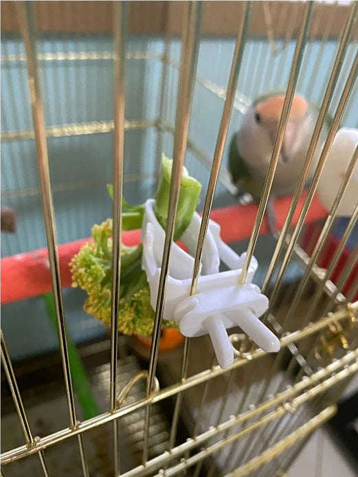 Cute Small Pet Bird Food Holder Parrot Fruits Vegetables Clip Cuttlefish Bone Feeder Device Clamp Bird Cage Accessories Oiseaux