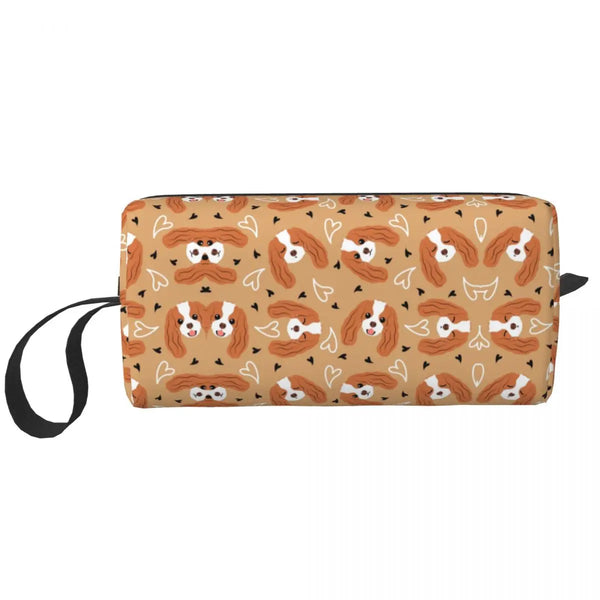 Custom Travel Cavalier King Charles Spaniel Toiletry Bag Portable Pet Dog Makeup Cosmetic Organizer for Women Storage Dopp Kit