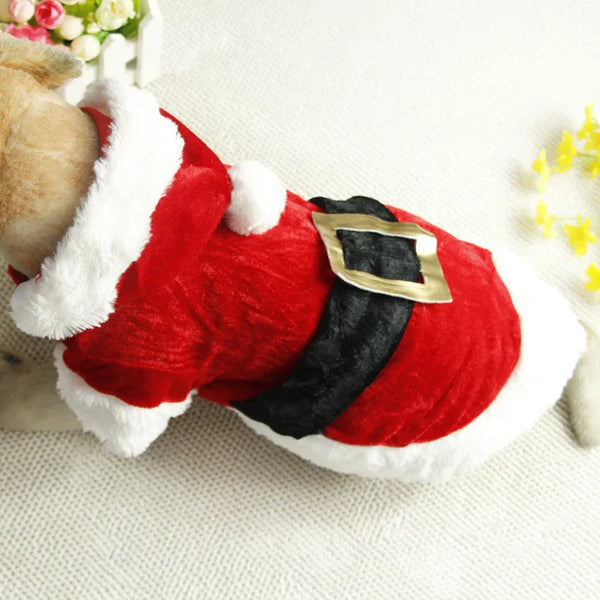 Santa Christmas Costume Clothes for Pets Hooded Coat Jackets