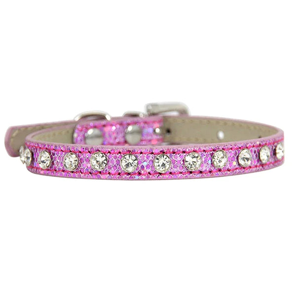 Super Shining Diamond Rhinestone Cat Collar Puppy Baby Dog Cat Collar Leather Strap Kitten Accessories Adjustable Cat Necklace