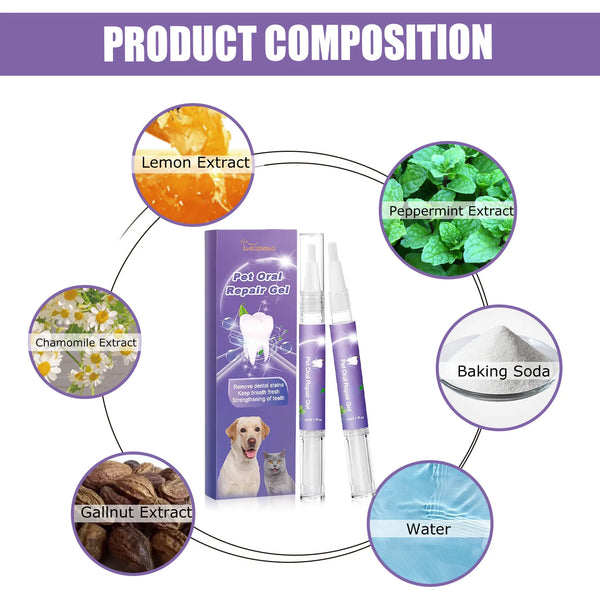 Pet Oral Repair Gel Deep Cleaning Dog Cat Teeth Stain Whitening Teeth Tartar Removing Bad Breath Oral Cleaning Care