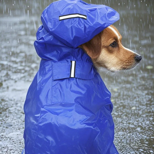 Reflective Dog Raincoat for Large Breeds, Waterproof Windproof Hooded Pet Poncho with Adjustable Straps, High Visibility