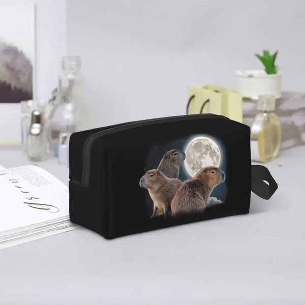 Custom Capybaras In Green Pet Travel Cosmetic Bag Women Capybara Makeup Toiletry Organizer Lady Beauty Storage Dopp Kit