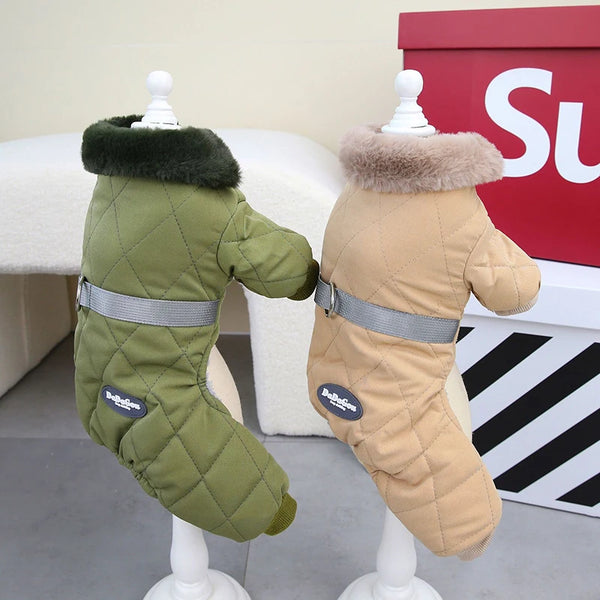 Fur Collar Dog Overalls with D Ring Winter Dog Clothes for Small Dogs Puppy Jumpsuit Chihuahua Jacket Poodle Costumes Pet Coats