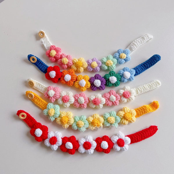 Pet Collar Cat Knitting Collar Small Dog Cat Short Blue and White Cat Flower Bib Pet Bib Photo Accessories Pet Supplies