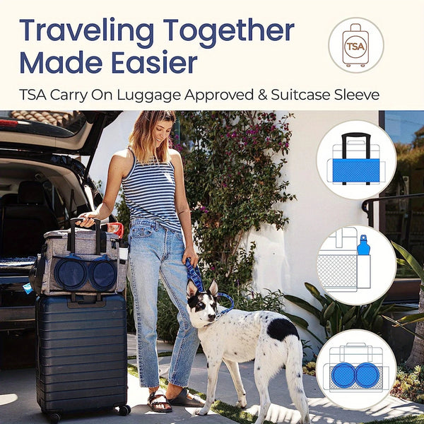 6 Set Dog Travel Bag Large Pet Travel Supplies Kit Cat Dog Backpack Multi-Function Hiking Camping dog feeder bowls Organizer