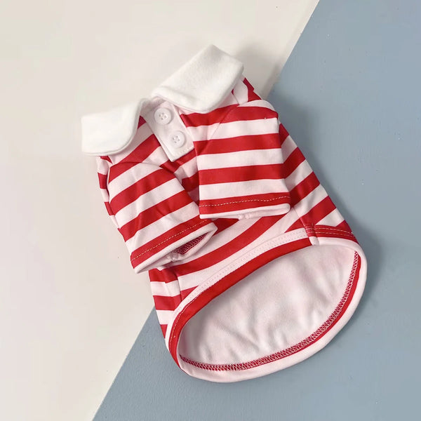 Dog Clothes Teddy York Shire Polo Shirt Summer Dress Striped Pet T-Shirt Dog Costume Soft Pullover Suit for Dog Puppy