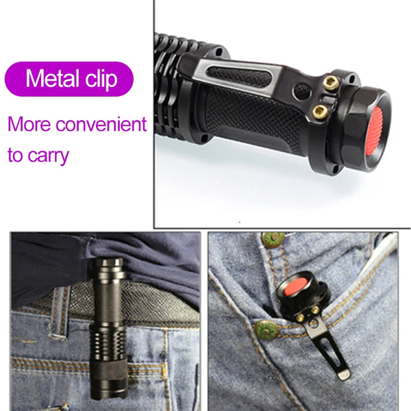 UV LED Portable Flashlight 395nm Black Light Wavelength Violet Flashlight Pet Urine Scorpion Feminine Hygiene Detector Torch