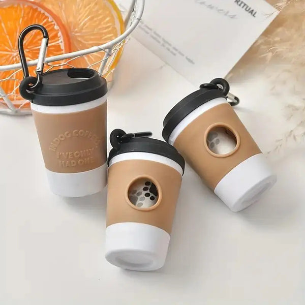COFFEE Portable Dog Poop Bag Holder Trash Bags Dispenser Coffee Cup-shaped