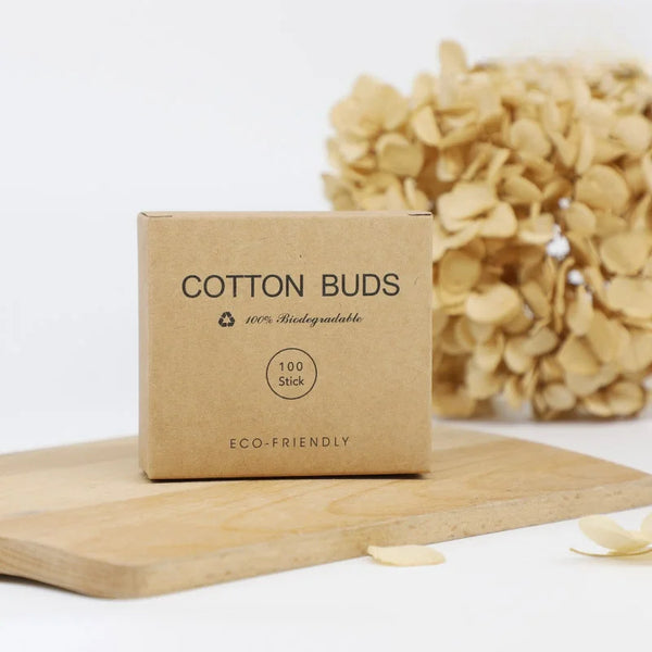 100 Pcs/Box Double Head Bamboo Cotton Buds Wood Stick Cotton Swab For Makeup , Nose Ear Cleaning , Pet Care , Art & Crafts