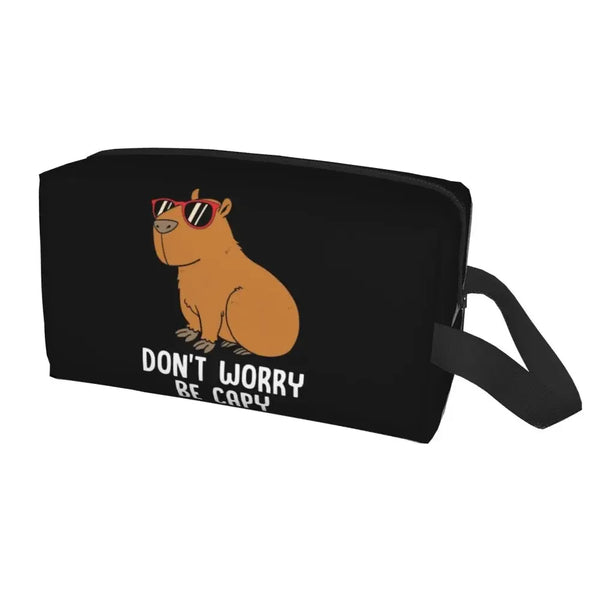 Custom Capybaras In Green Pet Travel Cosmetic Bag Women Capybara Makeup Toiletry Organizer Lady Beauty Storage Dopp Kit