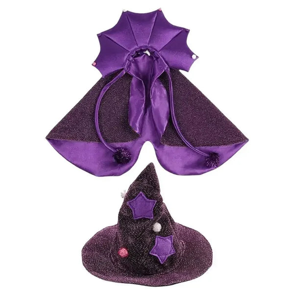 Pet Halloween Costume Wizard or Witch Costume Cloak Witch Hat Halloween For S/M Cats or Dogs