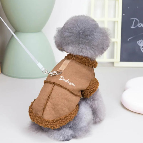 British Style Dog Jacket Lamb Fleece Winter Warm Dog Clothes for Small Dogs Puppy Costume Chihuahua Coat Pet Pug Yorkie Outfits