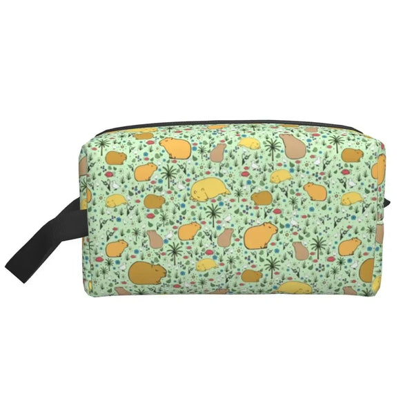 Custom Capybaras In Green Pet Travel Cosmetic Bag Women Capybara Makeup Toiletry Organizer Lady Beauty Storage Dopp Kit