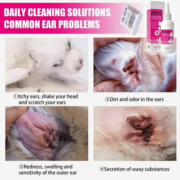 Cat Dog Ear Cleaner 60ml Cleaning Dog Cat Ear Liquid Natural Home And Travel Use Daily Pet Skin Care Ear Stain Removal Liquid