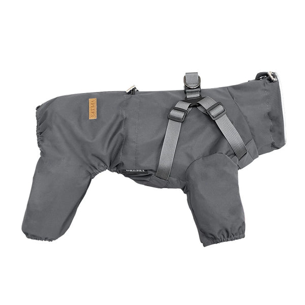 Dog Raincoat with Harness Waterproof Pet Rain Jacket for Small Dogs Adjustable Reflective Dog Rain Overalls with 4 Legs
