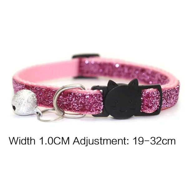 GLITTER VELVET Cat Collar  with Bell Cat Face Collar Safety Buckle
