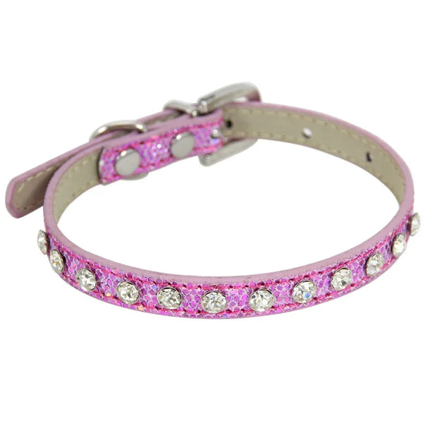 Super Shining Diamond Rhinestone Cat Collar Puppy Baby Dog Cat Collar Leather Strap Kitten Accessories Adjustable Cat Necklace