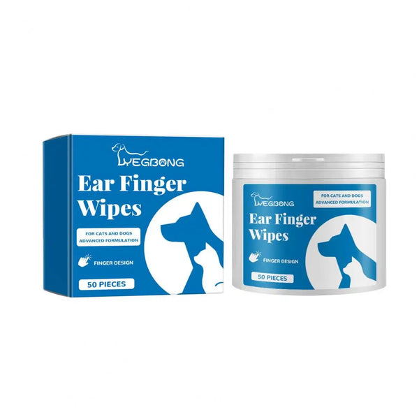 Non-irritating Pet Ear Wipes Pet Ear Finger Wipes Natural Ingredients Dog Cat Ear Care Supplies Removes Dirt Odor Dissolves Wax