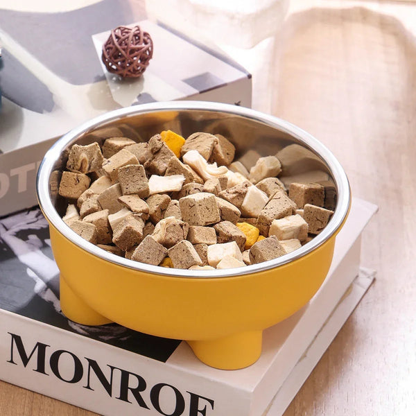 A Stainless Steel Pet Dog Bowl Anti Slip Four-Legged Solid Color Dog Bowl and Cat Bowl Easy To Clean for Indoor and Outdoor Use