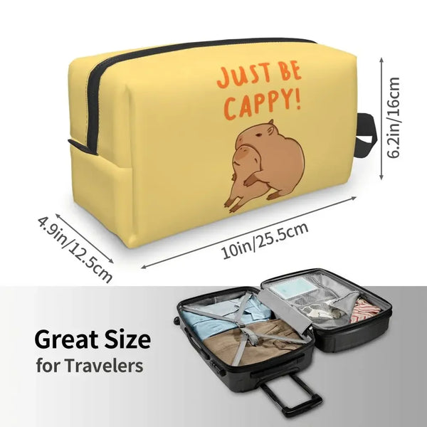 Custom Capybaras In Green Pet Travel Cosmetic Bag Women Capybara Makeup Toiletry Organizer Lady Beauty Storage Dopp Kit