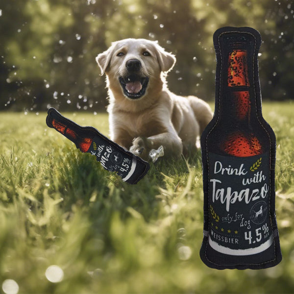 Tapazo drink Plush Dog Toys Featuring Tapazo Weissbire Beer Bottle With Squeaky Sound Chew Interactive Toy